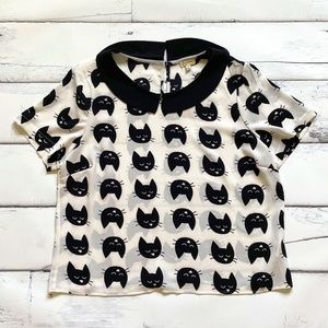 NWT Lily White crazy cat lady funky blouse top size XL